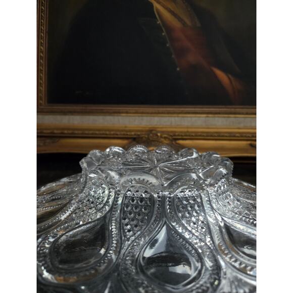 Antique 1900s UV Teardrop Honeycomb Glass Console Bowl 10.5" EAPG Victorian - Picture 9 of 9